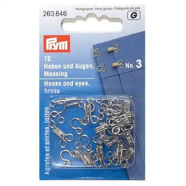 Weltweiter Versand 12 Haken & Augen von Prym in silber Gr. 3 Maxi – Verschluß Haken Öse groß für Kleider Hosen Rock