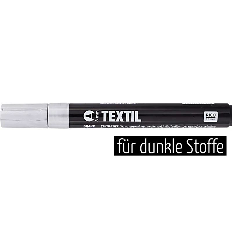 Textilstift Stoffmalfstift silber 3mm breit für dunkle Stoffe – Stoffmalfarbe Stift Begrenztes Angebot