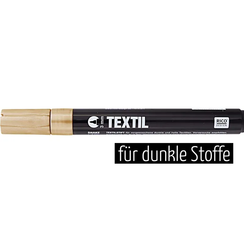 Textilstift Stoffmalfstift gold 3mm breit für dunkle Stoffe – Stoffmalfarbe Stift Direkt Vom Hersteller