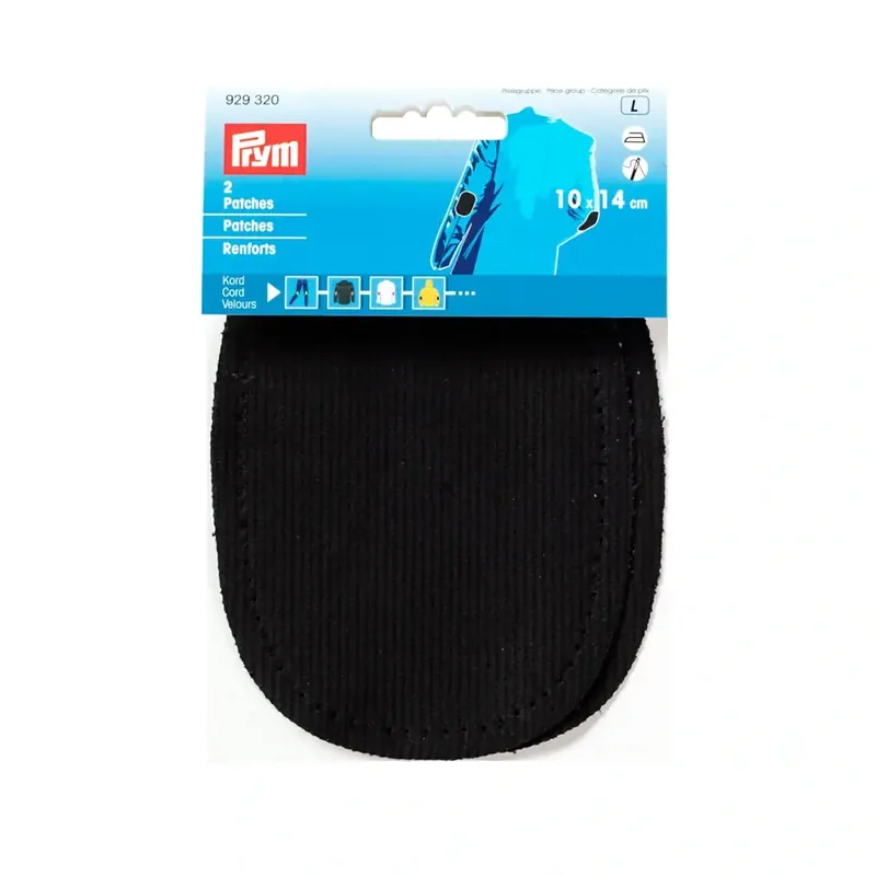 2 Reparatur Patches Kord schwarz für Knie & Ellenbogen oval 14x10cm aufbügelbarer Cord Flicken Nur Heute