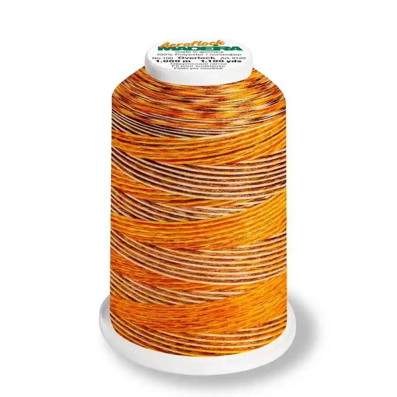 Aeroflock 100 Multicolor savanna – 1000m Bauschgarn von Madeira orange braun – Overlock Garn Limited Edition