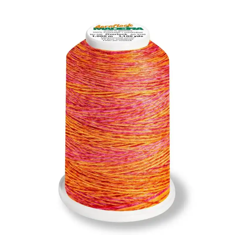 Aeroflock 100 Multicolor coral fish – 1000m Bauschgarn von Madeira orange pink – Overlock Garn Jetzt Kaufen