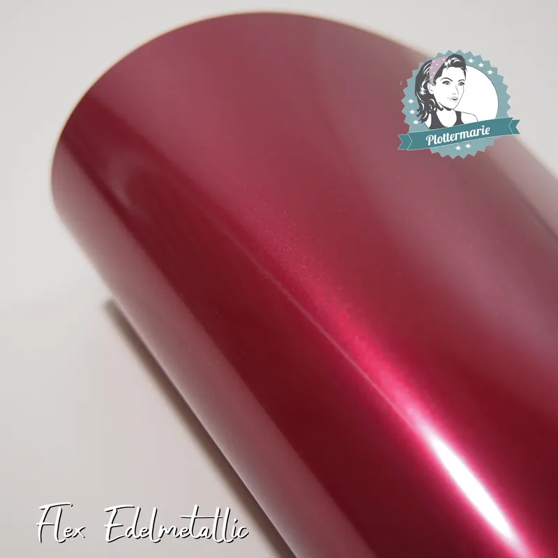 Neu Flexfolie für Textildruck Edelmetallic A4 cranberry rot – Plotterfolie von Plottermarie Flex 90µ