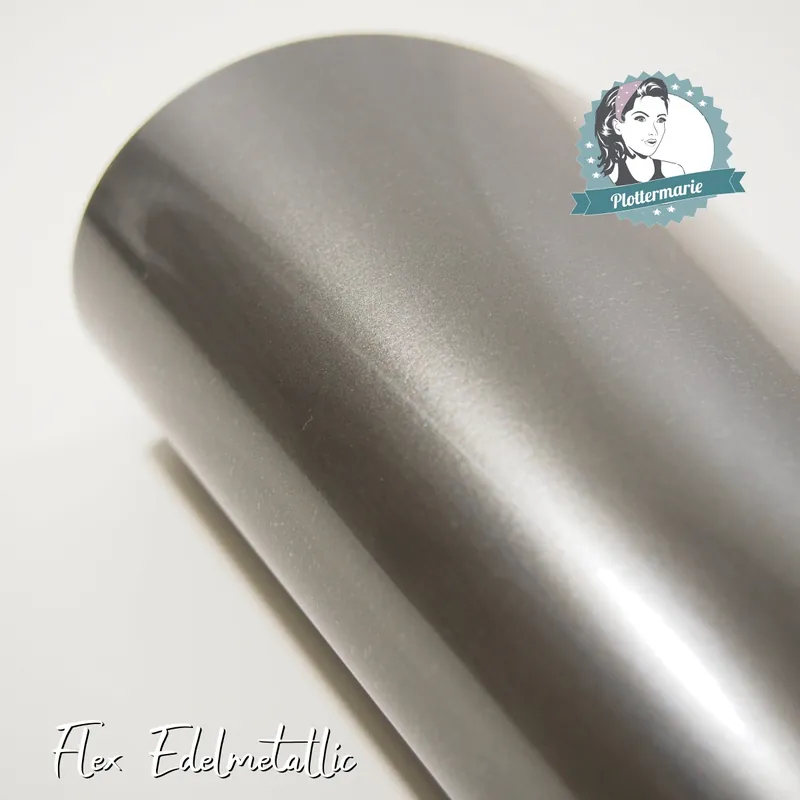 Flexfolie für Textildruck Edelmetallic A4 tungsten grau – Plotterfolie von Plottermarie Flex 90µ Neu