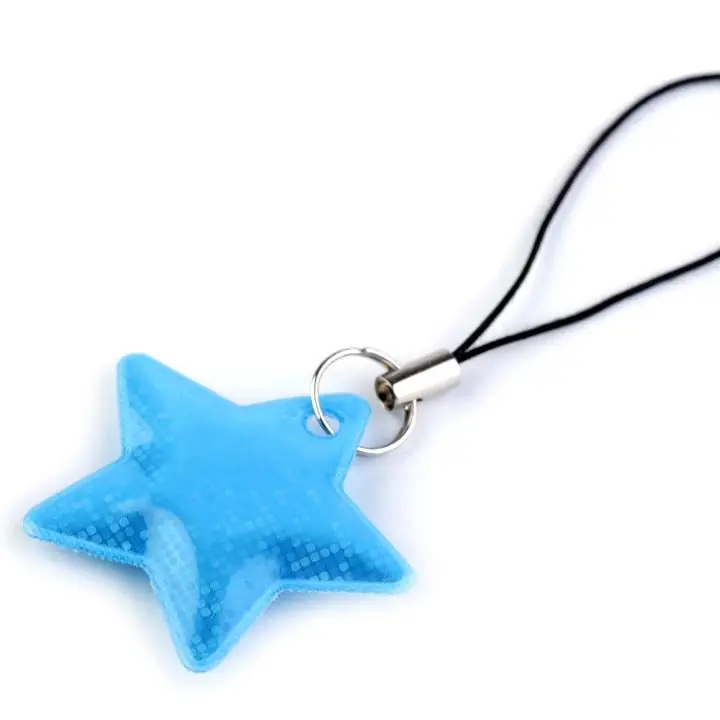 Preisreduziert Reflektor Reißverschlussanhänger Stern hellblau – reflektiert im Dunkeln