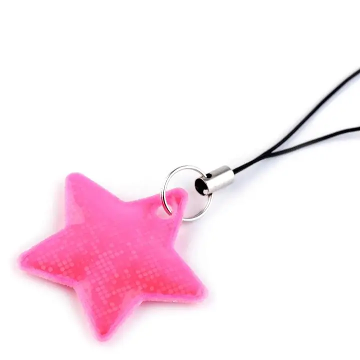 Reflektor Reißverschlussanhänger Stern pink – reflektiert im Dunkeln Heute Kaufen