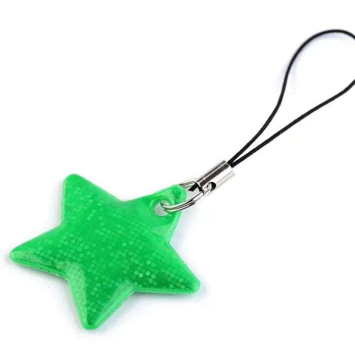 Reflektor Reißverschlussanhänger Stern grün – reflektiert im Dunkeln Hochwertig