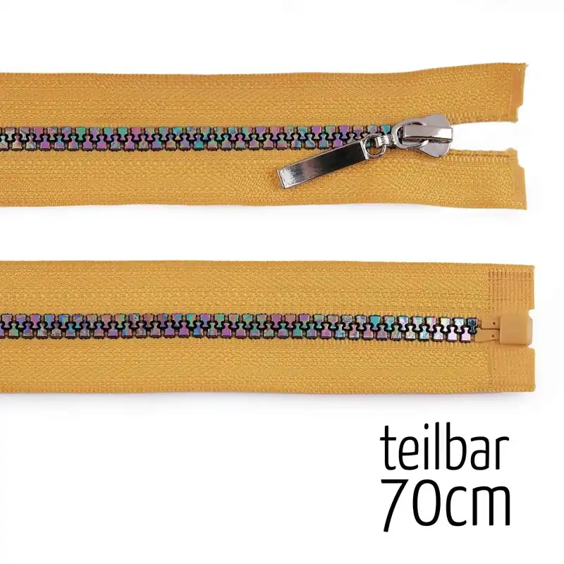 Reißverschluss Profil 5mm Regenbogen senf gelb teilbar ab 70cm lang für Jacken Neu Im Sortiment