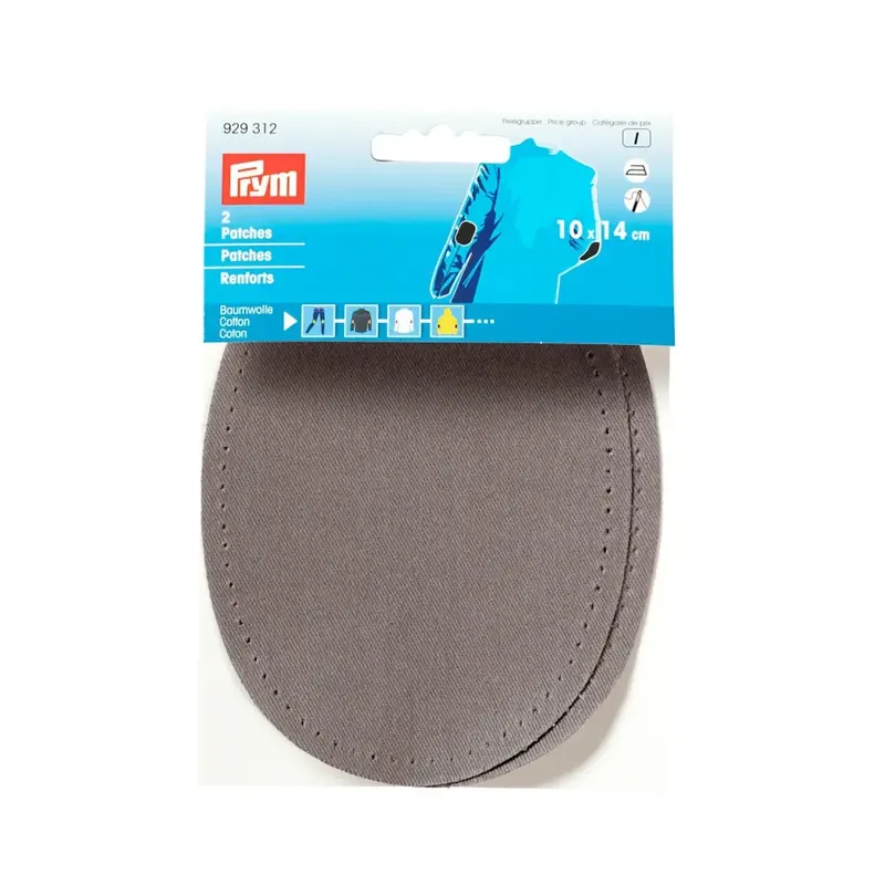 2 Reparatur Patches grau für Knie & Ellenbogen oval 14x10cm Flicken aufbügelbar Preisknaller