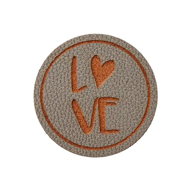 Aufnäher Bügelbild LOVE grau für einzigartige Nähprojekte, Strickwerke & Gebasteltes Ø25mm Meistverkauft