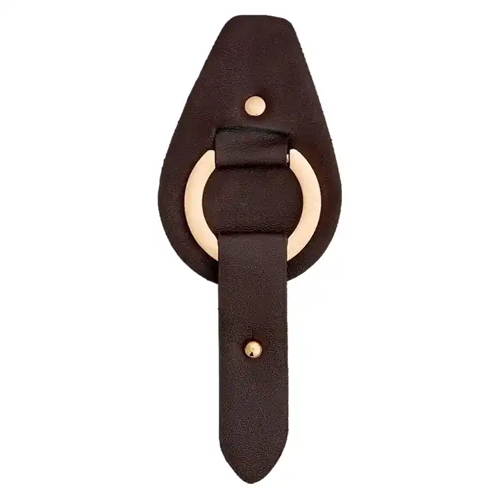 Kunstleder Verschluss mit Ring braun gold – Schließe für Mantel Tasche & Tuch Ausverkauf