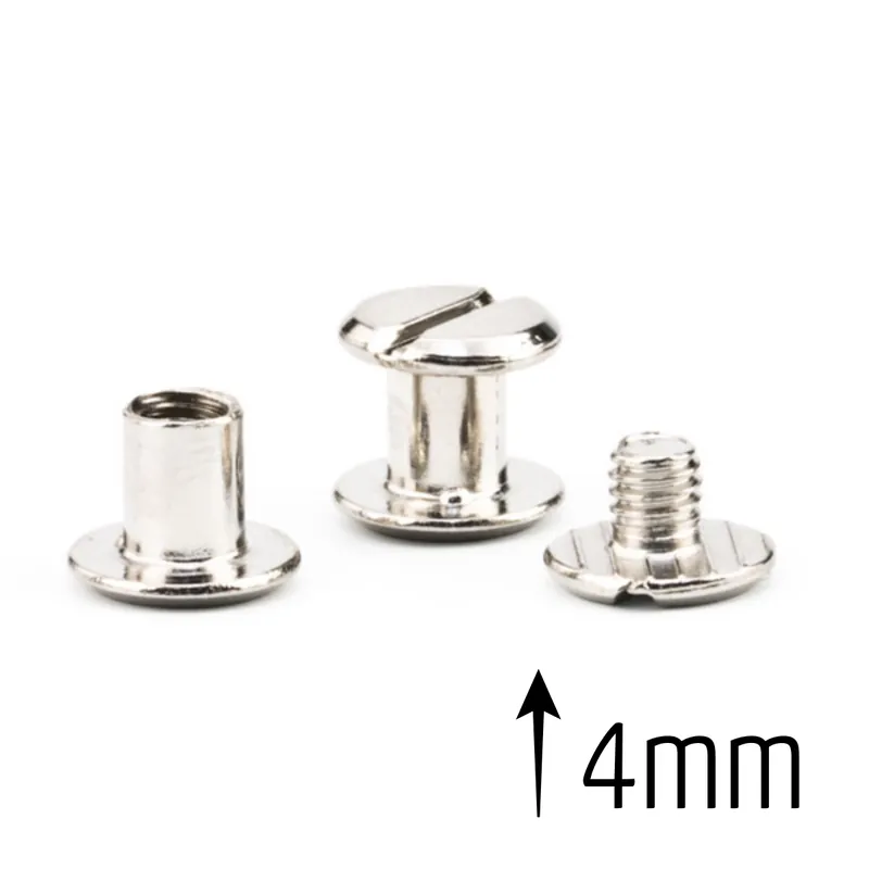 Buchschrauben Gürtelschrauben silber für Taschen Henkel – Alternative für Nieten Ø10mm x 4mm Direktkauf
