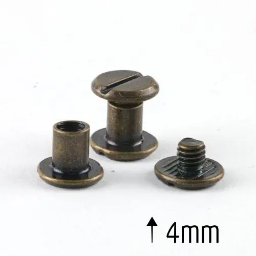 Buchschrauben Gürtelschrauben messing für Taschen Henkel – Alternative für Nieten Ø10mm x 4mm Jetzt Kaufen