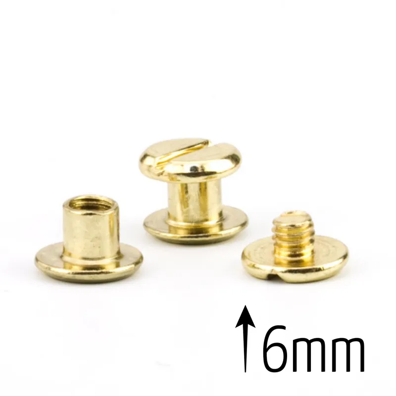 Buchschrauben Gürtelschrauben gold für Taschen Henkel – Alternative für Nieten Ø10mm x 6mm Knallerangebot