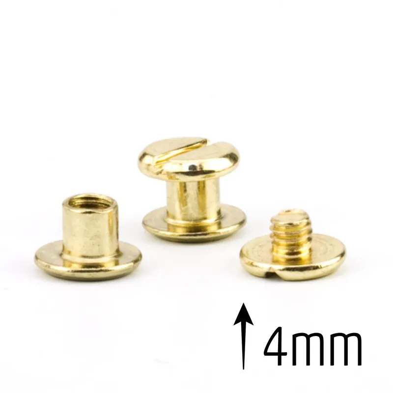 Buchschrauben Gürtelschrauben gold für Taschen Henkel – Alternative für Nieten Ø10mm x 4mm Saisonangebot
