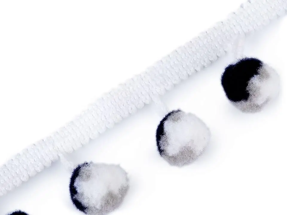 Bommelborte Multicolor Ø15mm dunkelblau weiß grau Top-Qualität