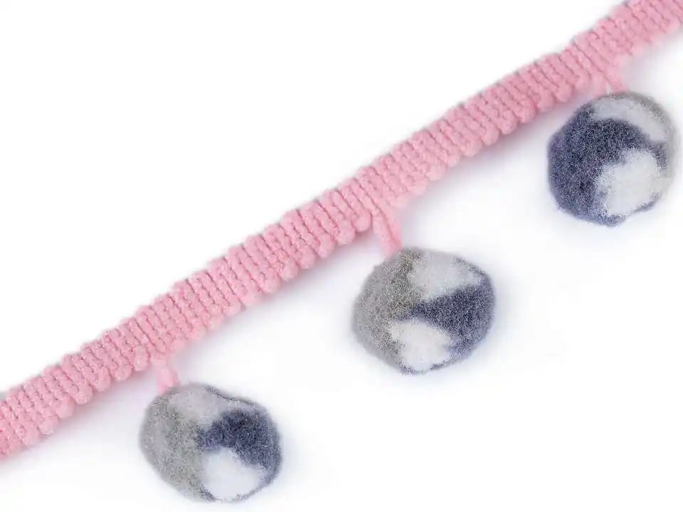 Bommelborte Multicolor Ø15mm rosa grau blau weiß Nur Für Kurze Zeit