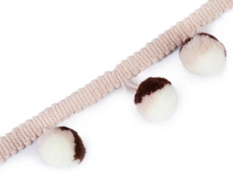 Bommelborte Multicolor Ø15mm rosa creme braun Finale Aktion