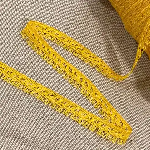 zarte Fransenborte gelb für deinen Boho Style – Spitze aus Baumwolle Aktuell