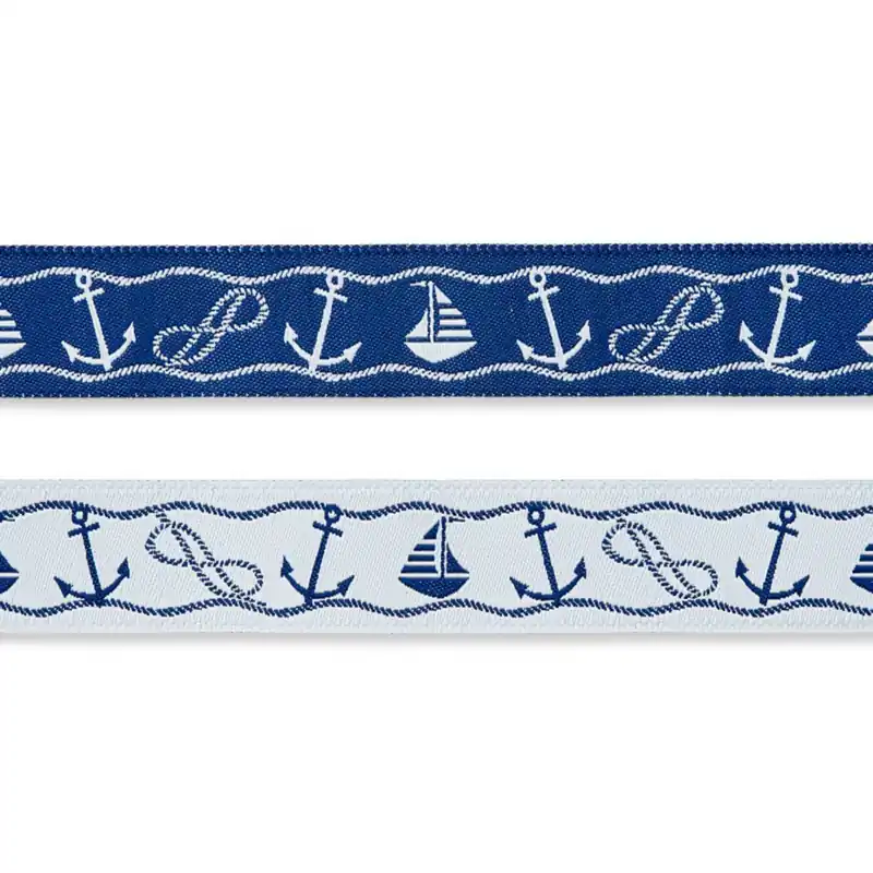 Webband Maritim Anker Segelbot Seil in dunkelblau weiß – beidseitig verwendbar Billig