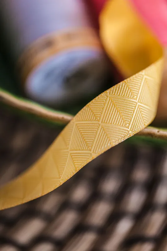 Limited Edition Webband Forest Geo gold ocker Design Lila Lotta – 1,5cm breit von Farbenmix