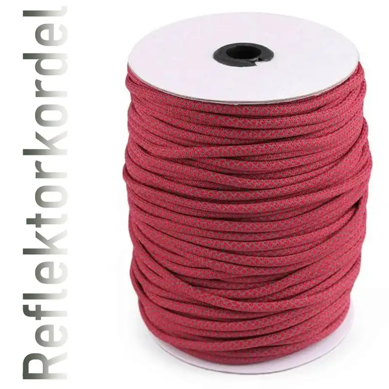 Schneller Versand Coole Reflektor Kordel rot silber Ø5mm für Hoodie Rucksack oder Schnürsenkel