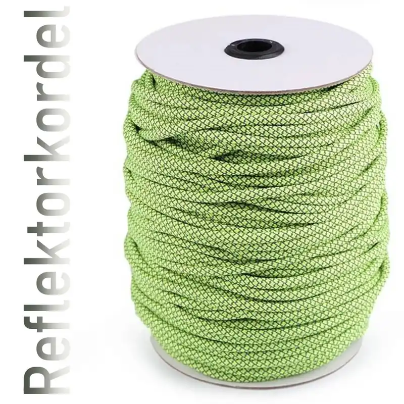 Gratis Versand Coole Reflektor Kordel neon grün silber Ø5mm für Hoodie Rucksack oder Schnürsenkel