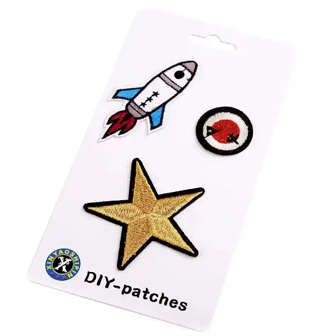 Premium Bügelbild Set Rakete Zielscheibe Stern – Applikation zum Aufbügeln