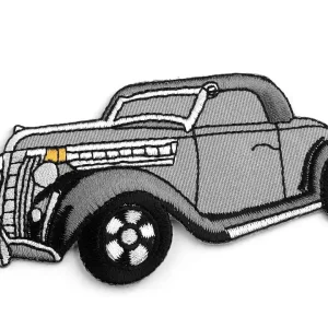 Kostenloser Versand Bügelbild Oldtimer Auto grau - Applikation zum Aufbügeln