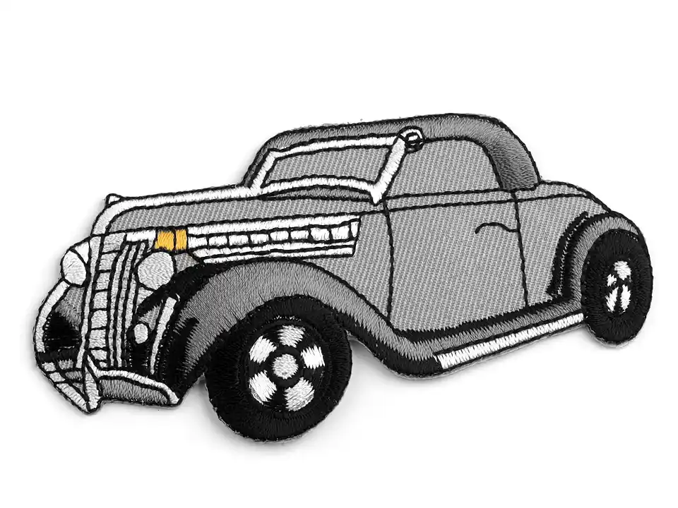 Kostenloser Versand Bügelbild Oldtimer Auto grau – Applikation zum Aufbügeln