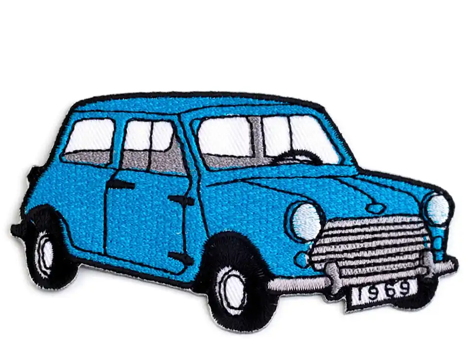 Bügelbild kleines Auto blau – Applikation zum Aufbügeln Echt