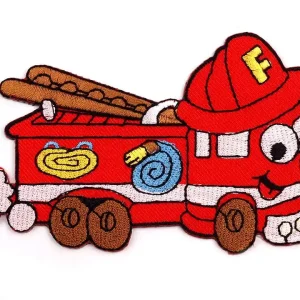 Ausverkauf Bügelbild Feuerwehr mit Helm rot - Applikation zum Aufbügeln