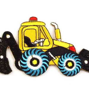 Highlight Bügelbild Bagger Baustelle gelb - Applikation zum Aufbügeln