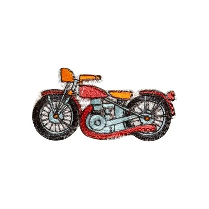 Limited Edition Bügelbild Motorrad Retro Bike rot – Applikation zum Aufbügeln