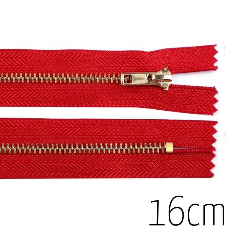 Kostenfreie Lieferung Reißverschluss rot Metall 16cm lang nicht teilbar für Hosen & Taschen – Messing 4mm