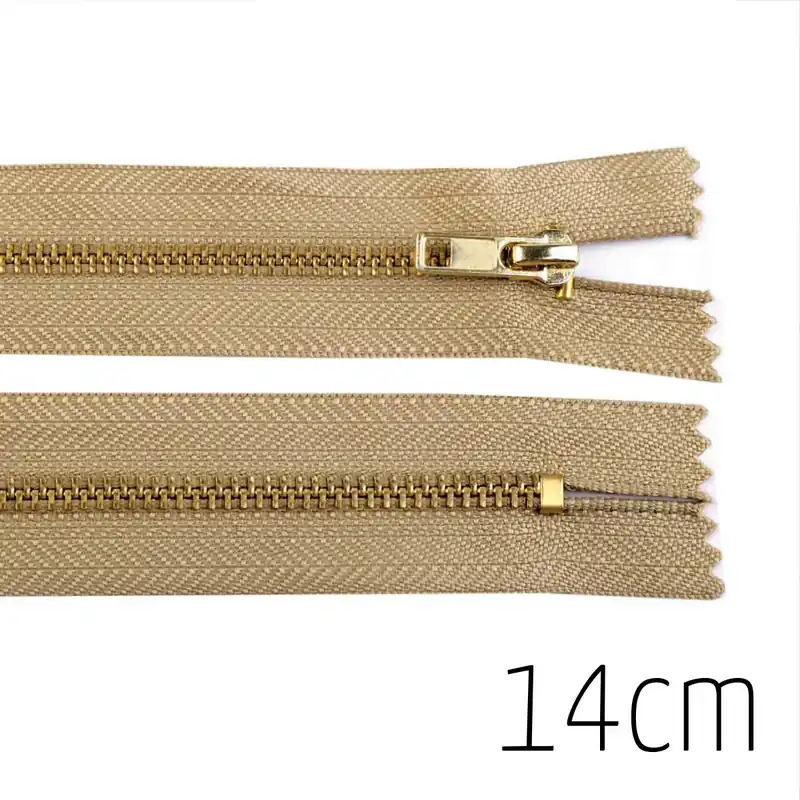 Reißverschluss beige Metall 14cm lang nicht teilbar für Hosen & Taschen – Messing 4mm Jetzt Kaufen