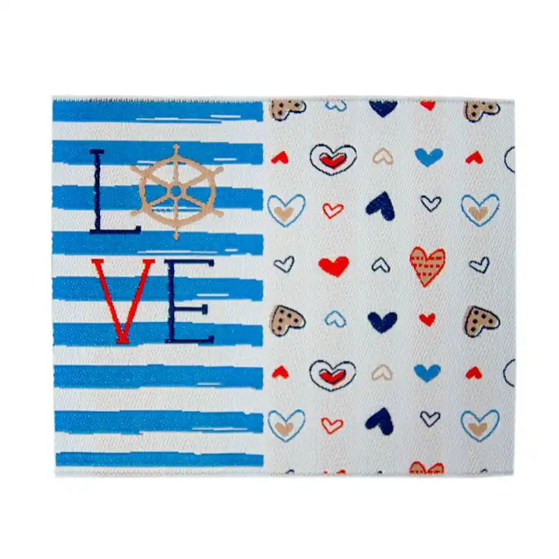 Angebot Bügelbild LOVE Herzen Streifen maritim – Applikation zum Aufbügeln