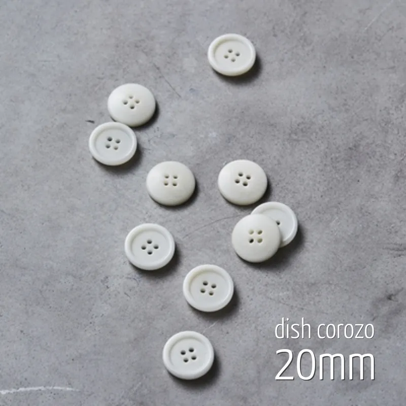 Knopf rund 20mm weiß 4 Loch – Dish Corozo Button white von meetMILK Neu