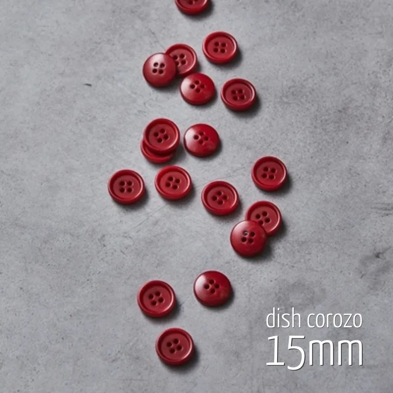 Knopf rund 15mm rot 4 Loch – Dish Corozo Button berry von meetMILK Expressversand