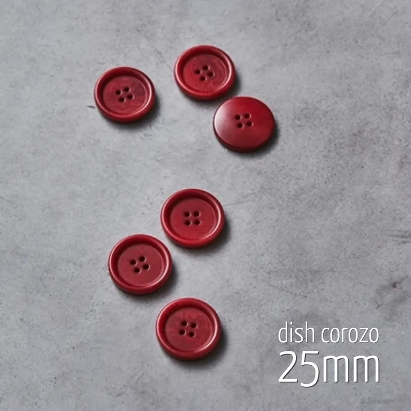 Angebot Knopf rund 25mm rot 4 Loch – Dish Corozo Button berry von meetMILK
