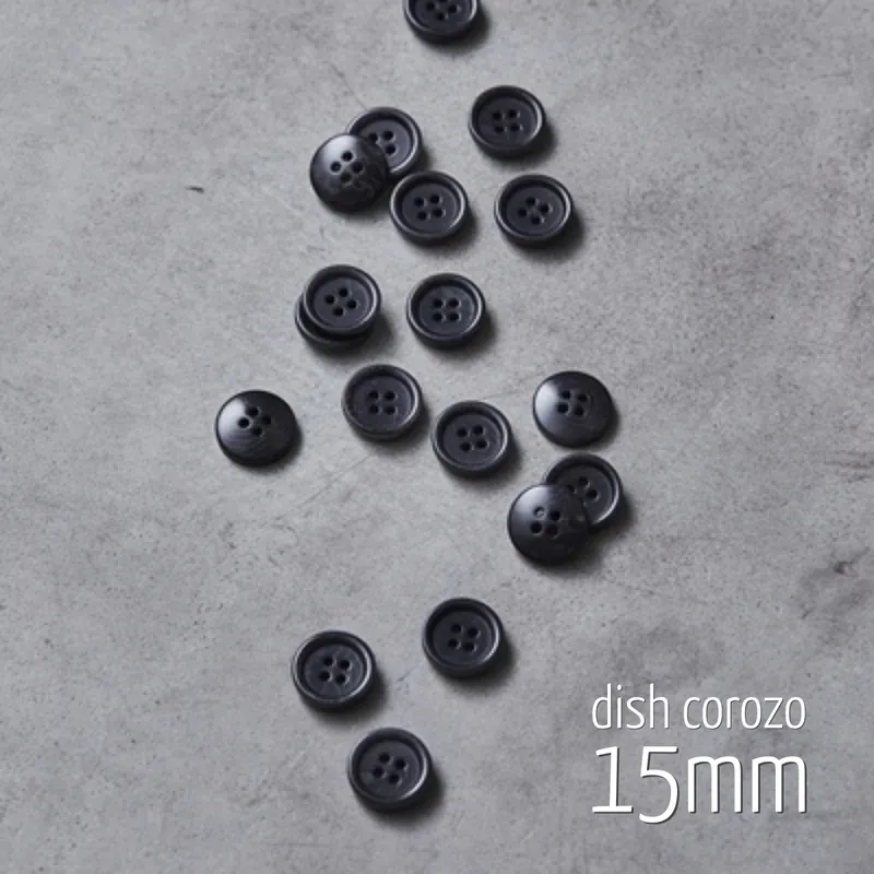 Highlight Knopf rund 15mm anthrazit 4 Loch – Dish Corozo Button anchor von meetMILK