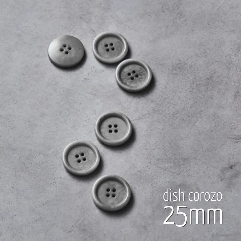 Abverkauf Knopf rund 25mm hellgrau 4 Loch – Dish Corozo Button sky von meetMILK