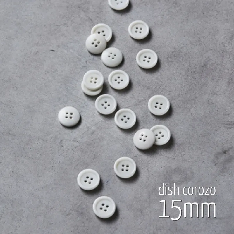 Direktkauf Knopf rund 15mm weiß 4 Loch – Dish Corozo Button white von meetMILK