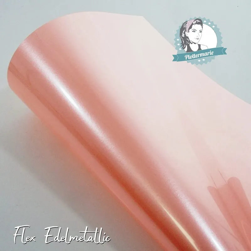 Flexfolie für Textildruck Edelmetallic A4 pfirsich rosa – Plotterfolie von Plottermarie Flex 90µ Geprüft