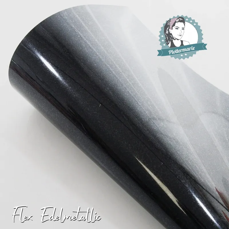 Nur Heute Flexfolie für Textildruck Edelmetallic A4 schwarz – Plotterfolie von Plottermarie Flex 90µ