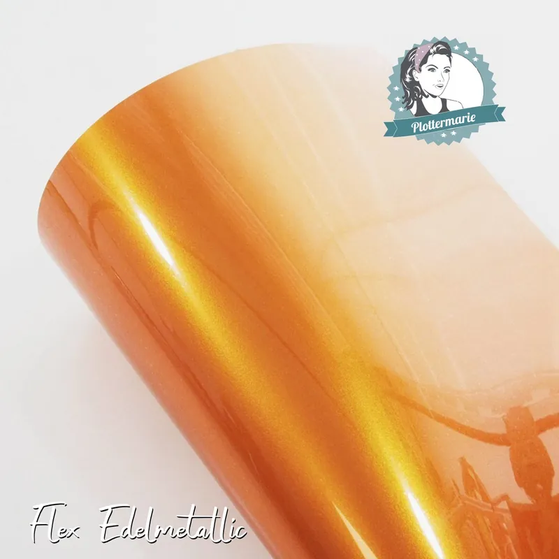 Heute Kaufen Flexfolie für Textildruck Edelmetallic A4 orange – Plotterfolie von Plottermarie Flex 90µ