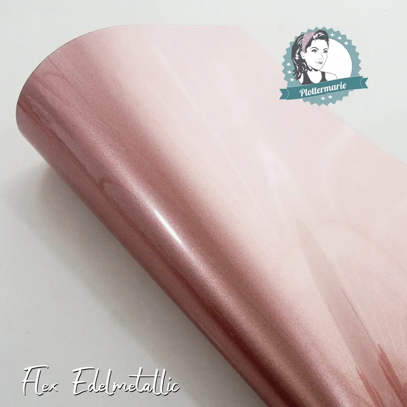Flexfolie für Textildruck Edelmetallic A4 rosegold – Plotterfolie von Plottermarie Flex 90µ Großhandel