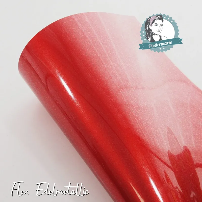 Flexfolie für Textildruck Edelmetallic A4 rot – Plotterfolie von Plottermarie Flex 90µ Direktkauf