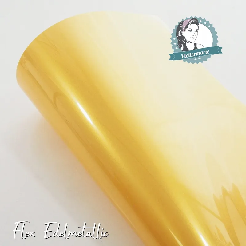 Sale Flexfolie für Textildruck Edelmetallic A4 gelb – Plotterfolie von Plottermarie Flex 90µ
