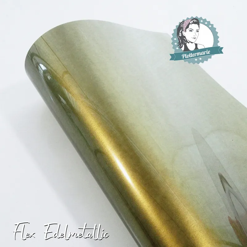 Bestseller Flexfolie für Textildruck Edelmetallic A4 oliv moos – Plotterfolie von Plottermarie Flex 90µ